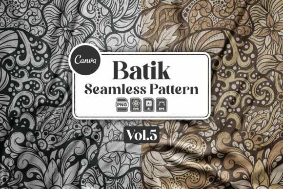 Abstrak Batik Seamless Pattern V5 Graphics & Patterns