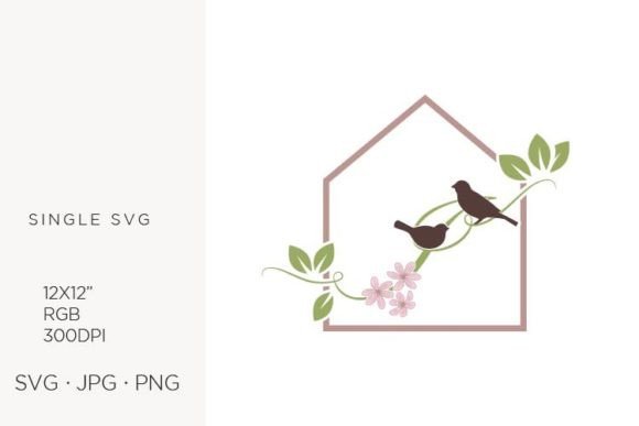 Birds Floral House, Letter I: Icons & Graphics Review