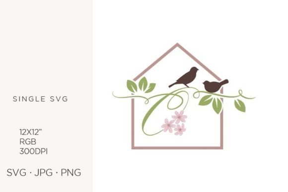 Birds Floral House, Letter O: Icons & Graphics Review