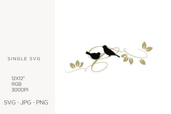 Birds on a Branch, Golden Letter C: Graphics & Icons for Handmade Brands