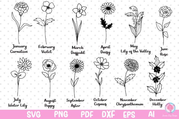 Birth Month Flowers SVG Bundle