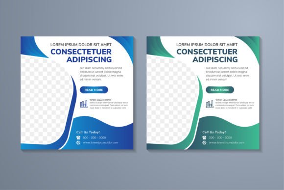 Blue and Green Square Banner: Social Media Templates & Graphics