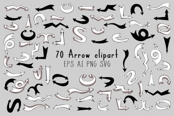 Doodle Thick Arrows Vector Clip Art: Graphics & Decorative Elements