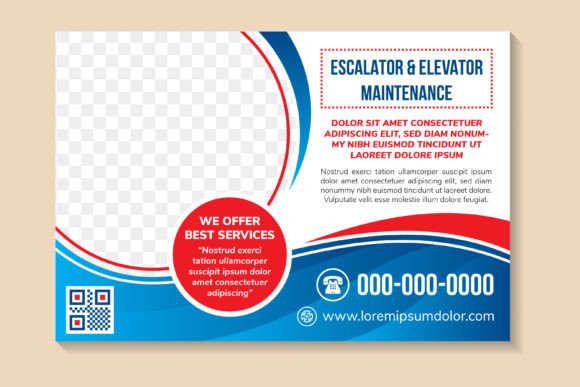 Elevator Maintenance Horizontal Flyer: Graphics & Print Templates