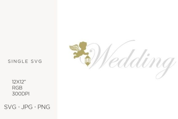 Golden Baby Angel with Lantern Graphics & Icons