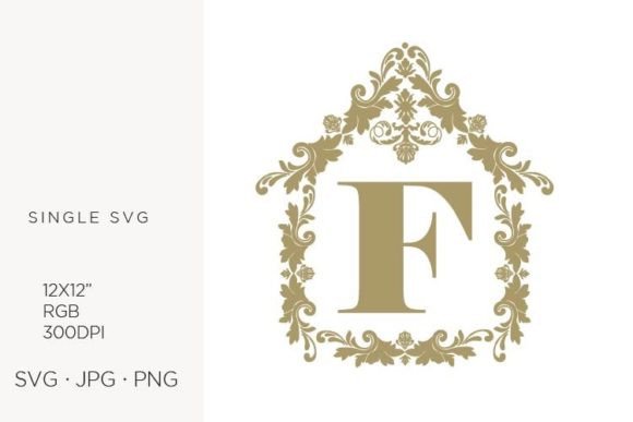 House Like Ornamental Emblem, Letter F Graphics & Icons