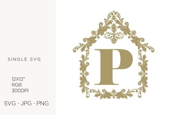 House Like Ornamental Emblem, Letter P: Icons & Graphics Review