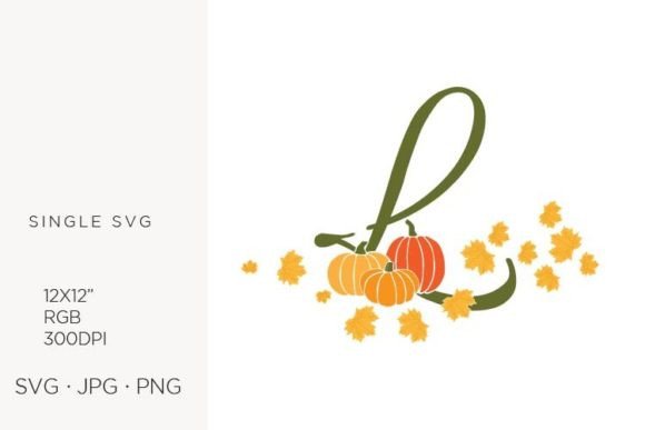 L Letter, Autumn, Leaves and Pumpkin Graphics