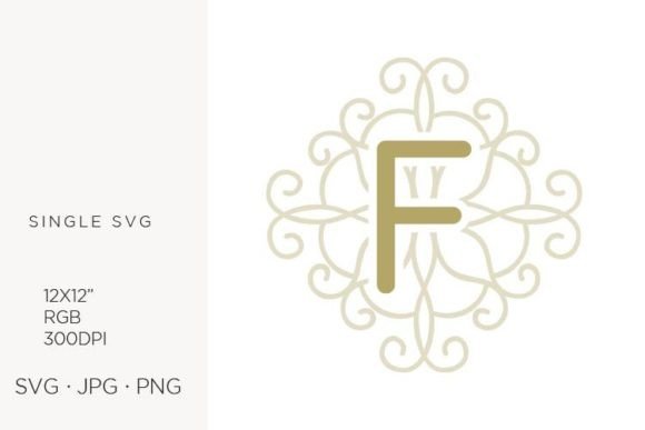 Letter F, Swirl Ornamental Monogram: Icons & Graphics for Local Branding