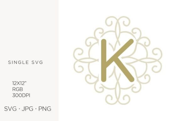 Letter K, Swirl Ornamental Monogram: Elegant Icons & Graphics