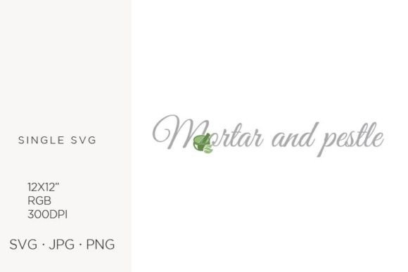 Mortar and Pestle with Green Leaves Graphics & Icons
