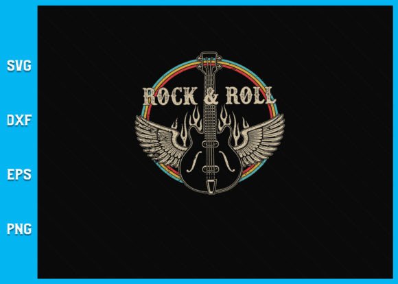 Rock Roll Guitar Wings Music Graphics for Crafts