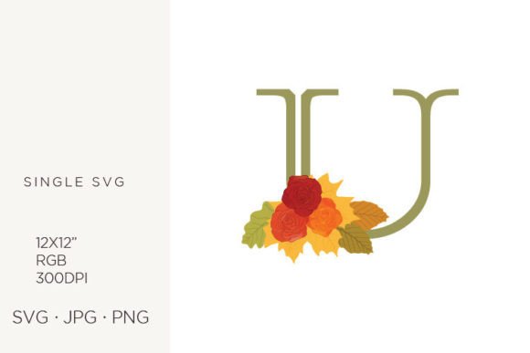Rose Flowers As a Part of Letter U Graphics & Icons