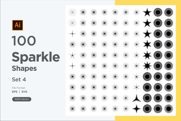 Sparkle Shape Symbol Sign V3-100 -4 Graphics