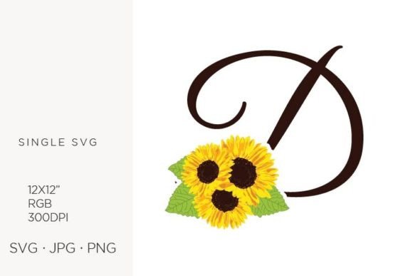 Sunflowers Letter D: SVG Graphics & Icons for Brand Warmth