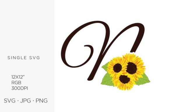Sunflowers Letter N Graphics & Icons