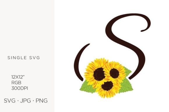 Sunflowers Letter S: Graphics & Icons for Creative Sellers
