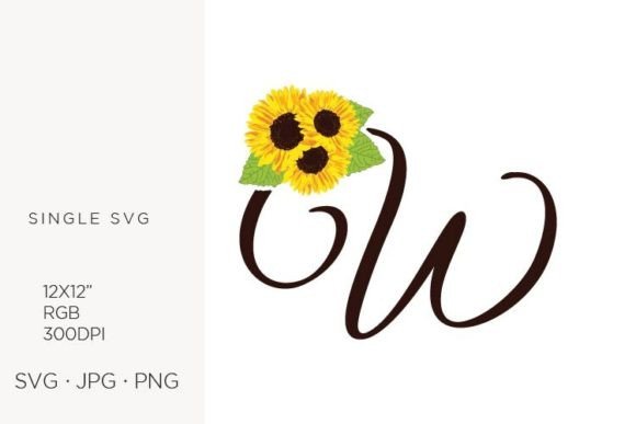 Sunflowers Letter W: SVG Graphics & Icons for Brand Warmth