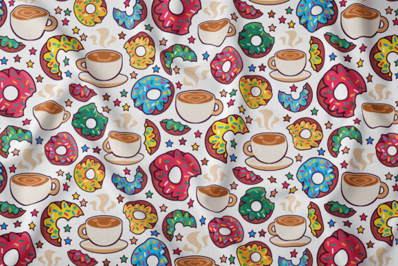 Sweet Donut and Coffee Seamless Pattern: Graphics & Patterns for Warm Editorial Appeal