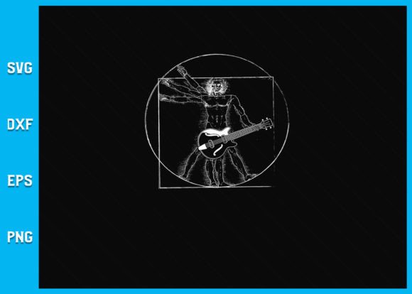 Vitruvian Man Guitar Music Player SVG Graphics for Crafts